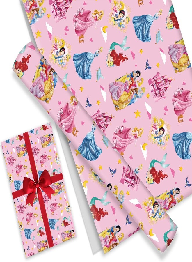 Omto 4 Pcs Wrapping Paper for Baby Shower Kids Birthday princess Party Decorations Wedding DIY Crafts Gift Packing, 20 x 30 Inch (princess) - Image 1